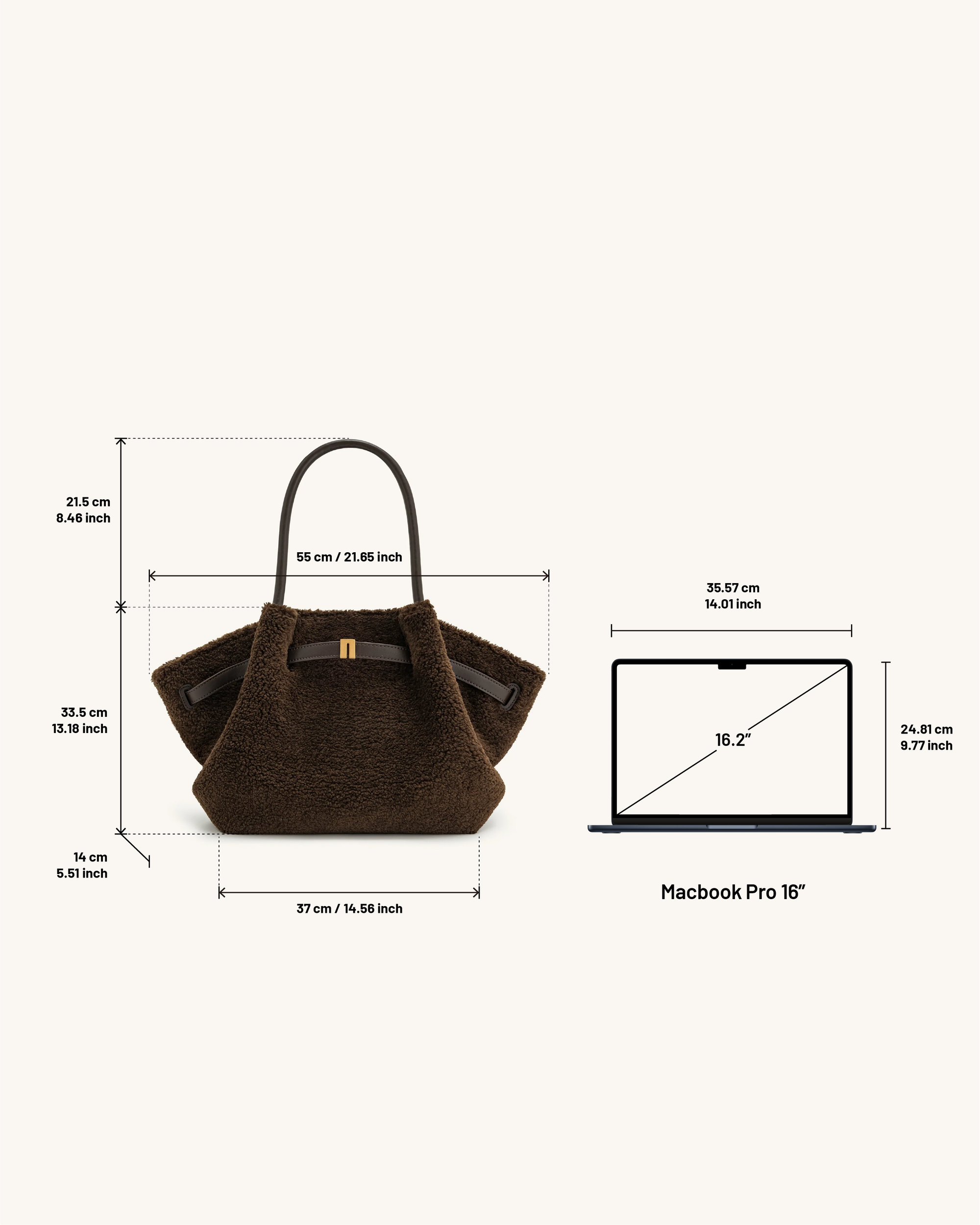 Hana Large Faux Fur Tote Bag - Mocha Brown