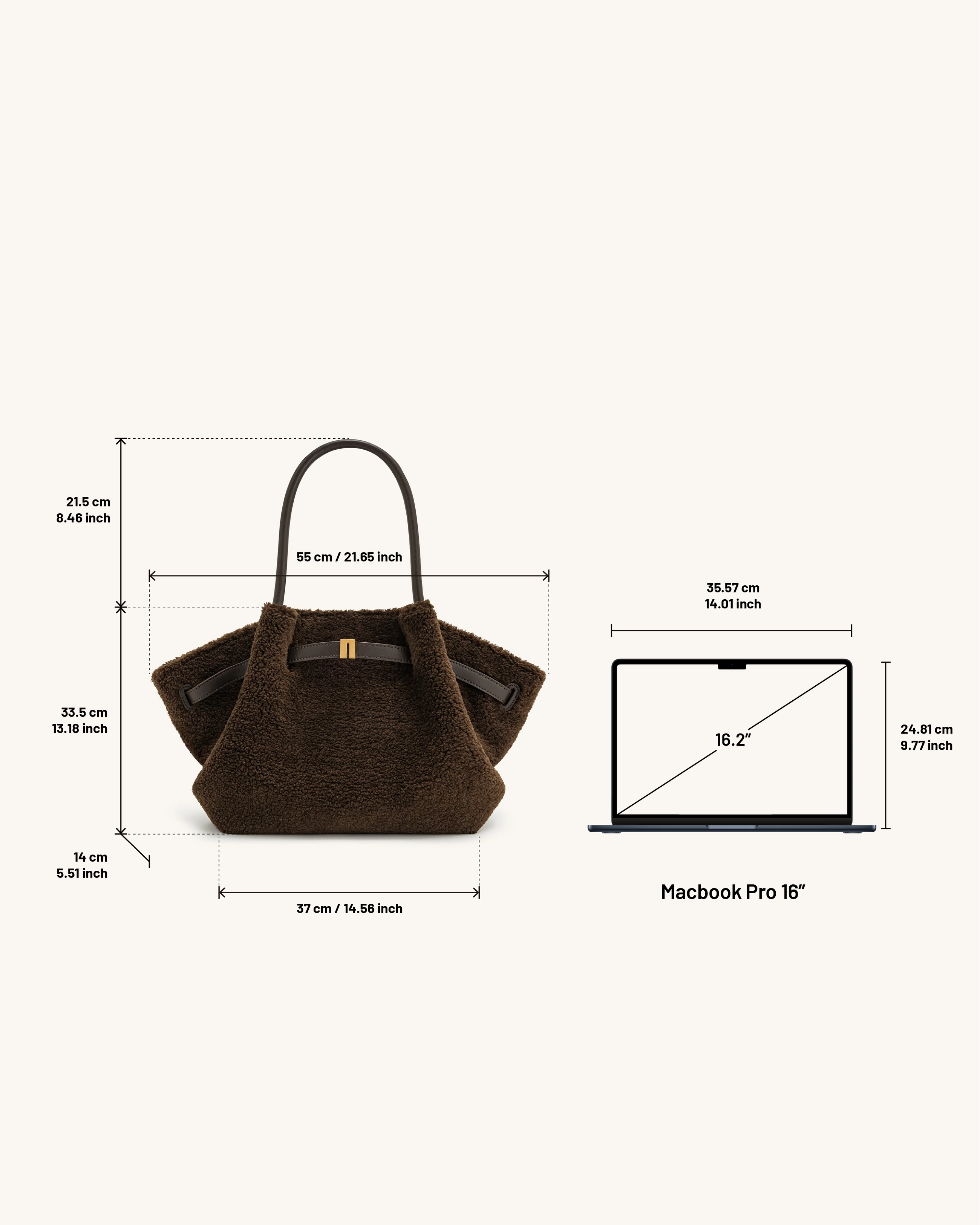 Hana Large Faux Fur Tote Bag - Mocha Brown