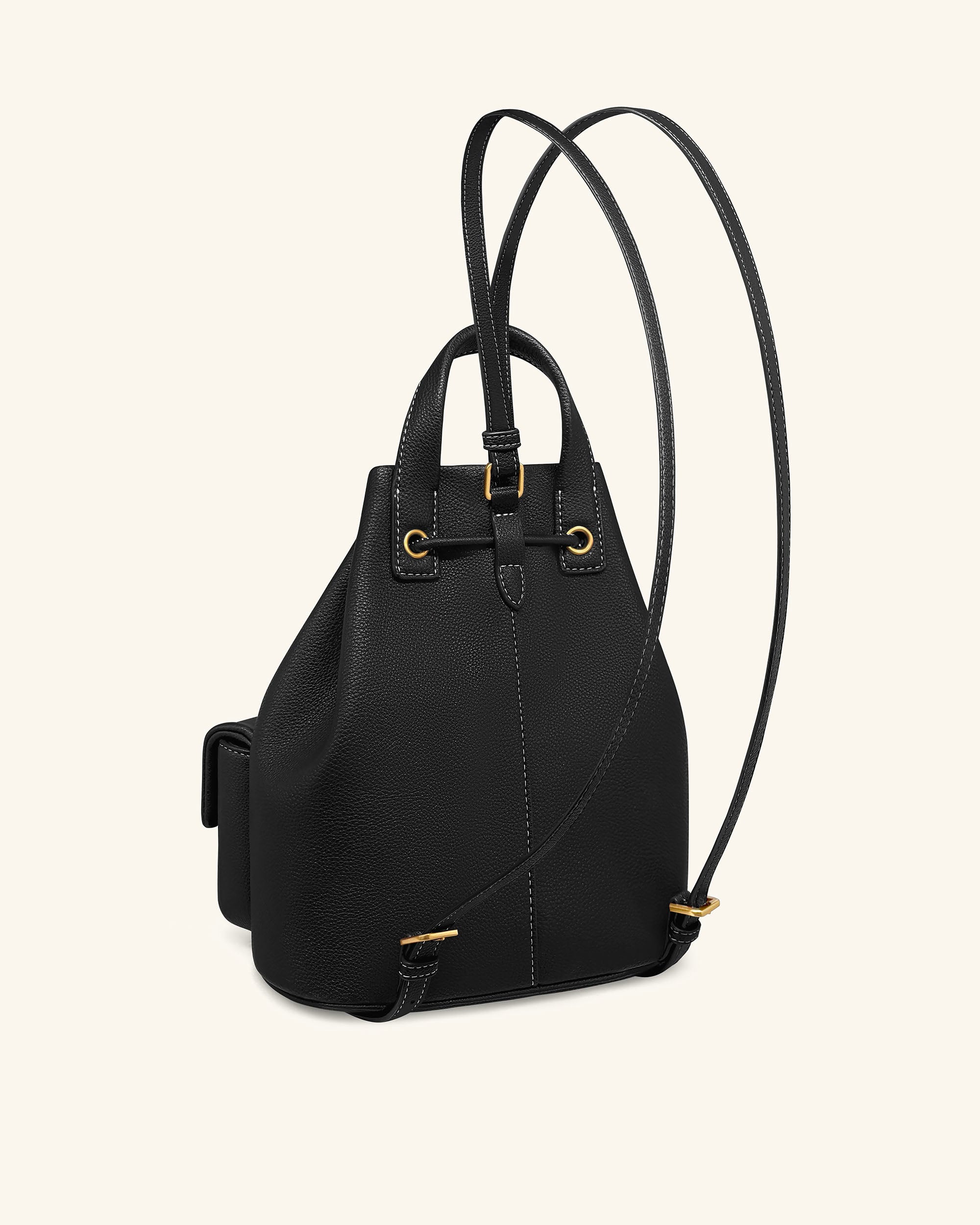 Avery Pebbled Drawstring Utility Backpack – Black