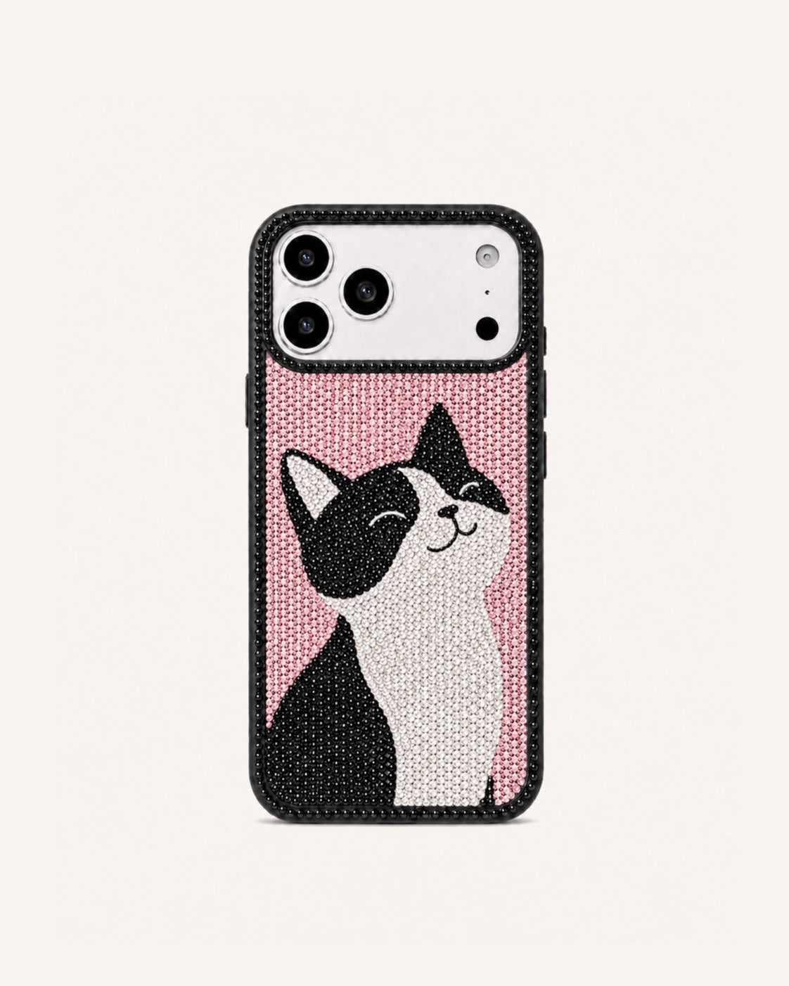 Happy Boston Artificial Crystal Phone Case - Black