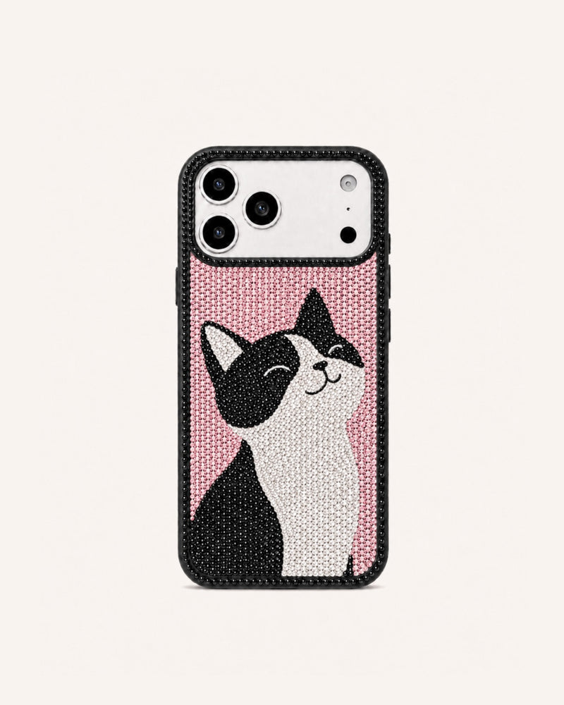 Happy Boston Artificial Crystal Phone Case - Black