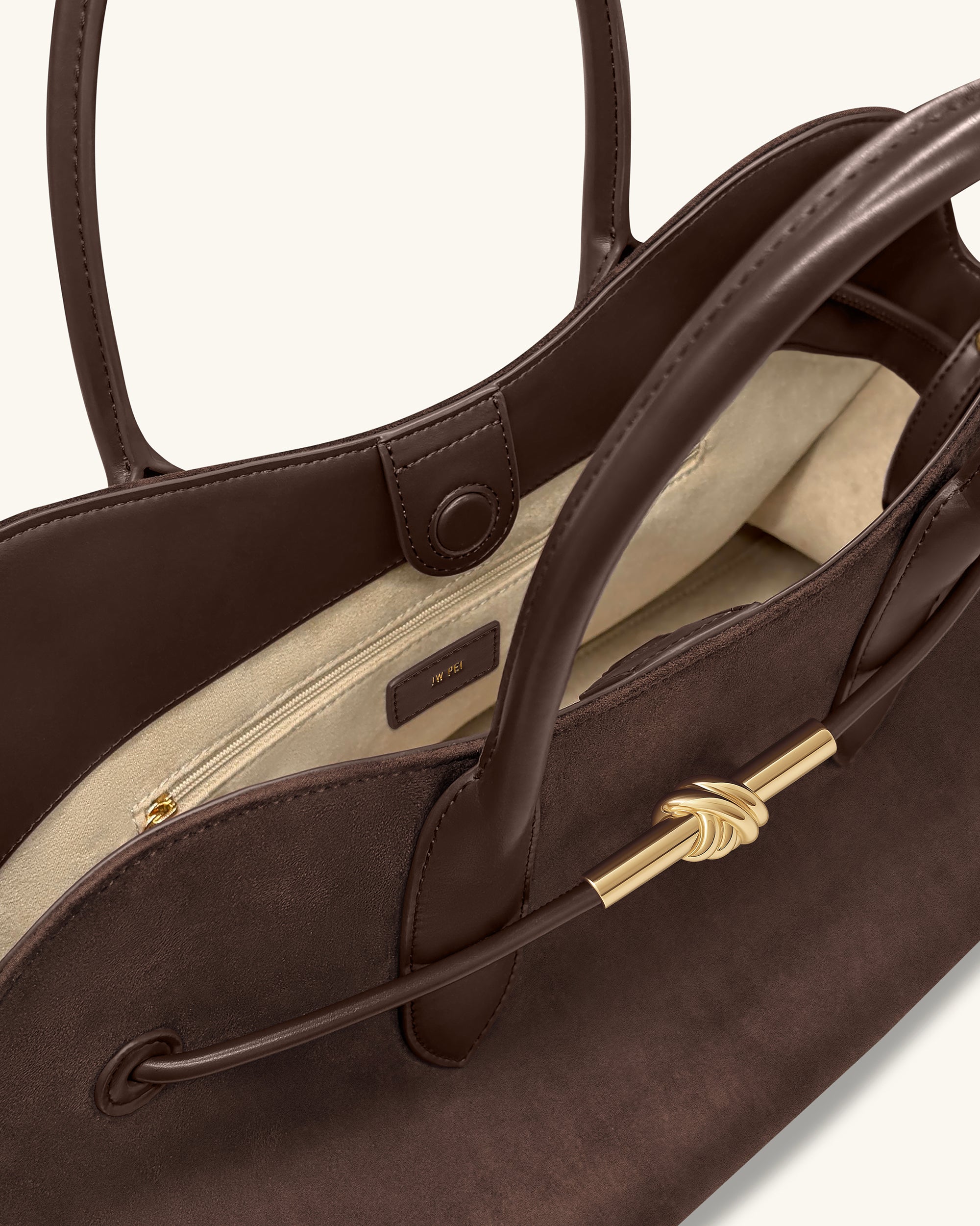 Adele Large Metal Rope Knot Tote Bag - Mocha Brown