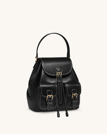 Harper Buckle Pocket Backpack - Black