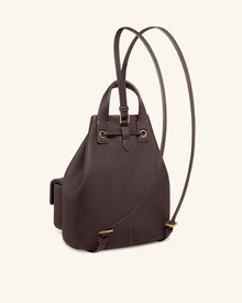 Avery Pebbled Drawstring Utility Backpack – Dark Brown
