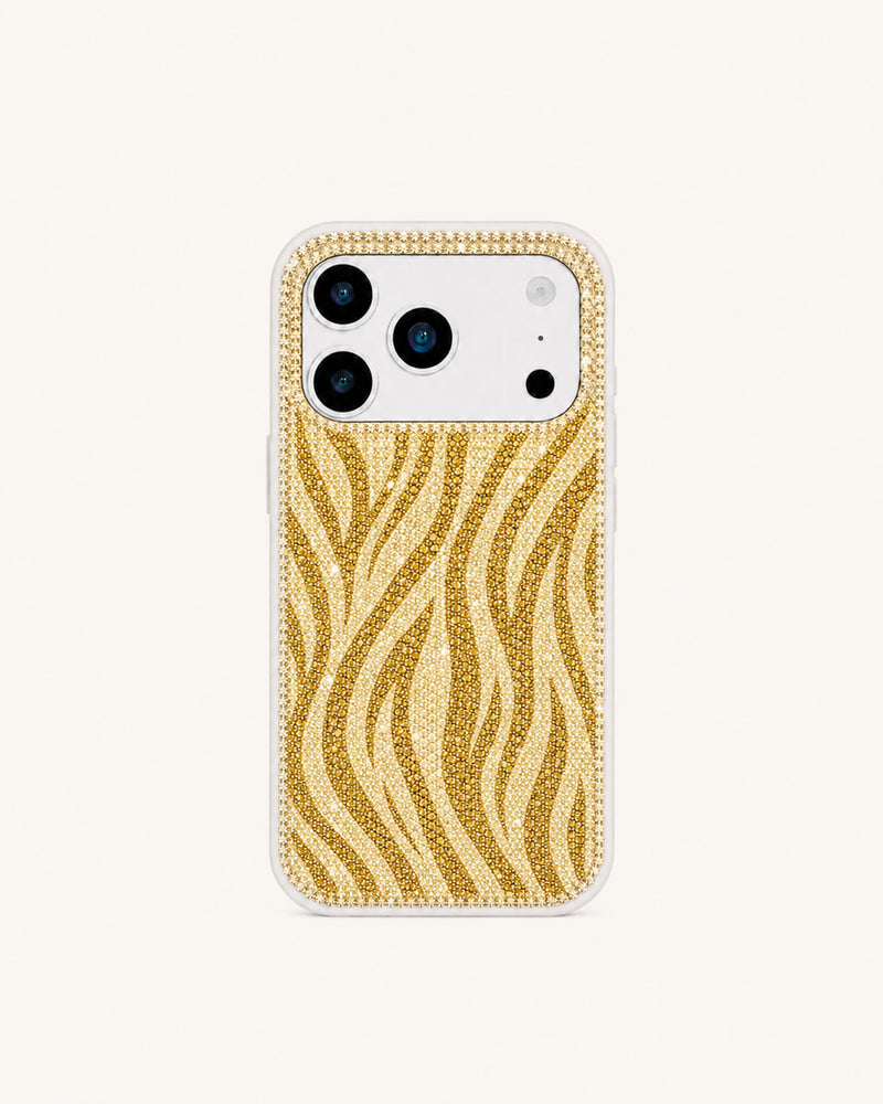 Golden Zebra Artificial Crystal Phone Case – Gold
