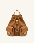 Avery Faux Suede Drawstring Utility Backpack – Brown