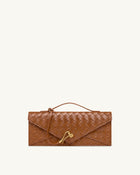 Celeste Woven Textured Envelope Top Handle Bag - Brown