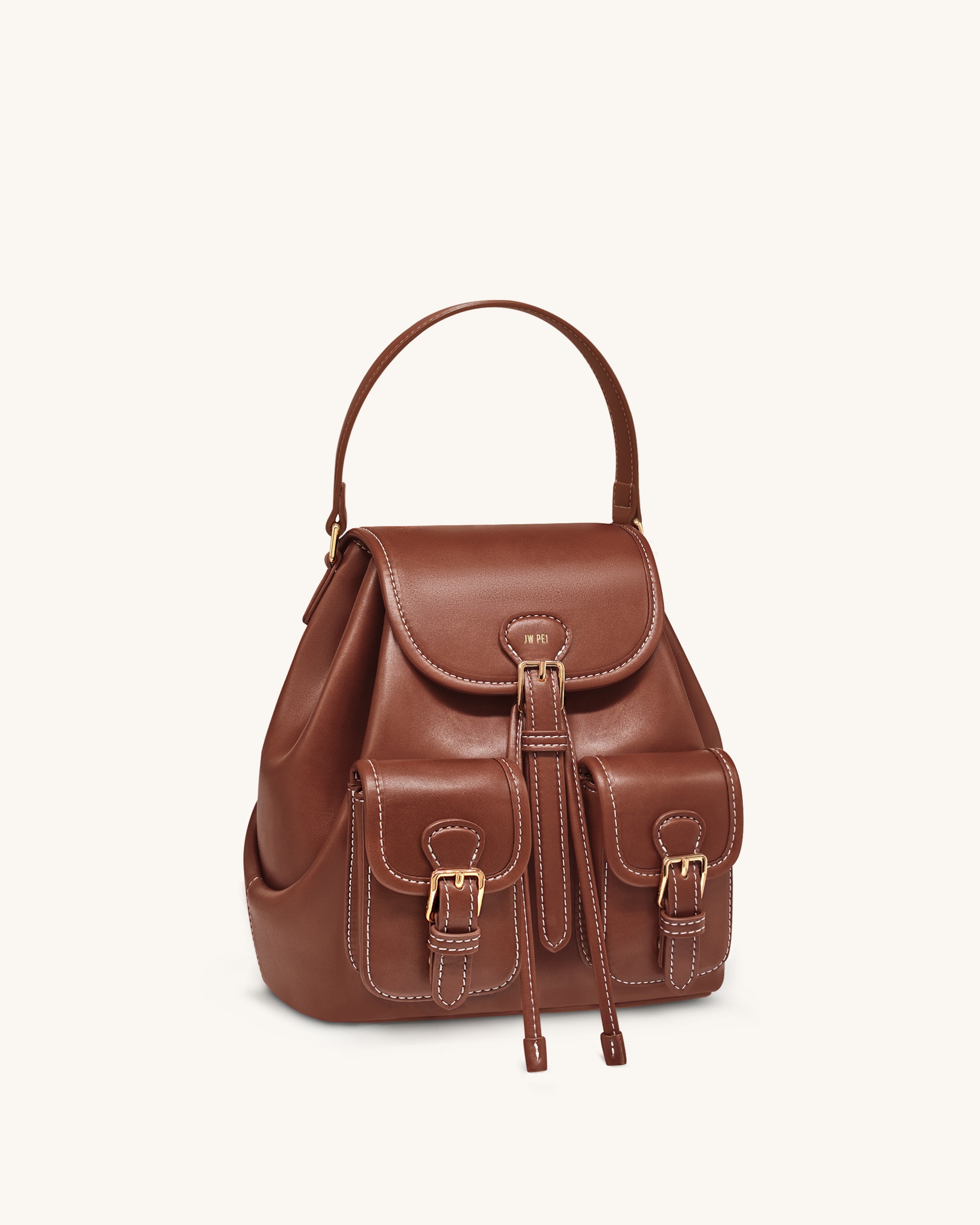 Harper Buckle Pocket Backpack - Dark Brown