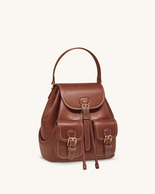 Harper Buckle Pocket Backpack - Dark Brown