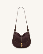 Arla Small Faux Suede Hobo Bag - Chocolate