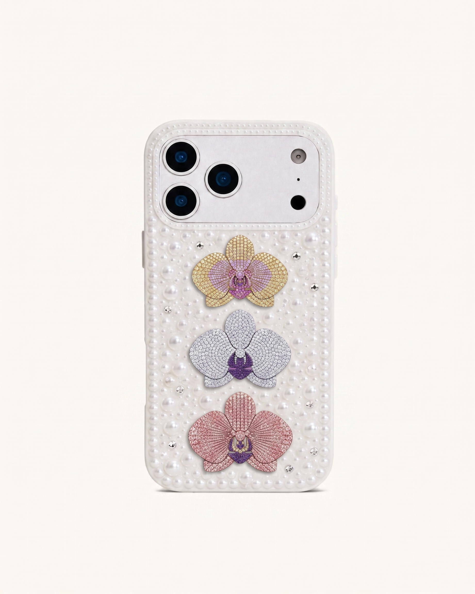 Pearl Orchid Floral Phone Case – White