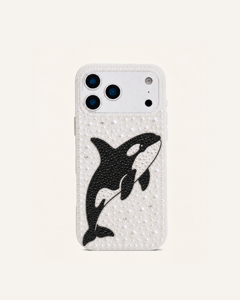 Orca Pearl Embellished Phone Case – White