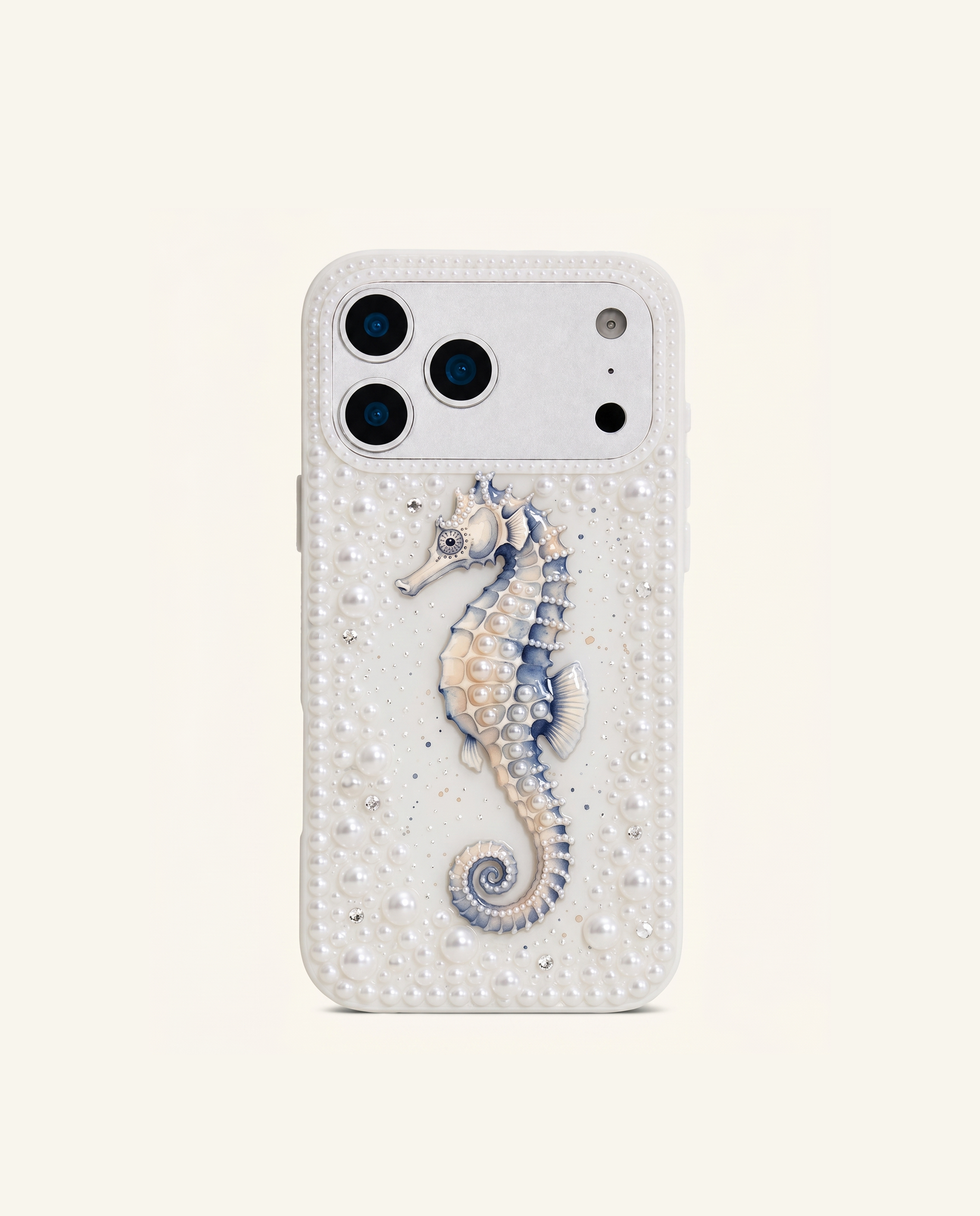 Seahorse Pearl Phone Case - White