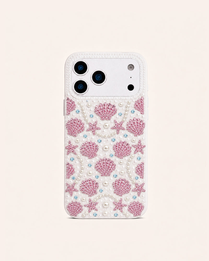 Seashell & Starfish Imitation Pearl Phone Case - White
