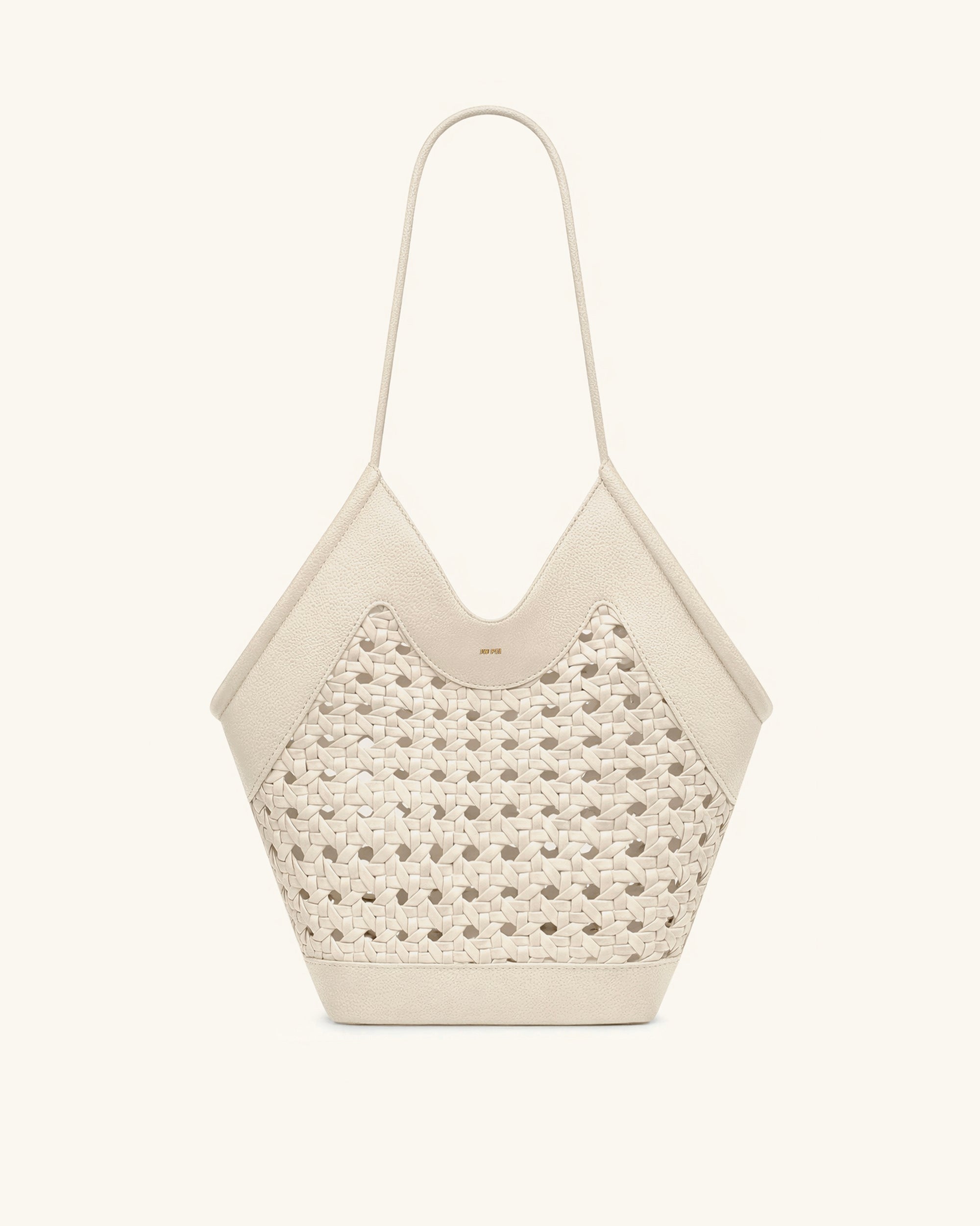 Maribel Woven Panel Tote Bag - Ivory