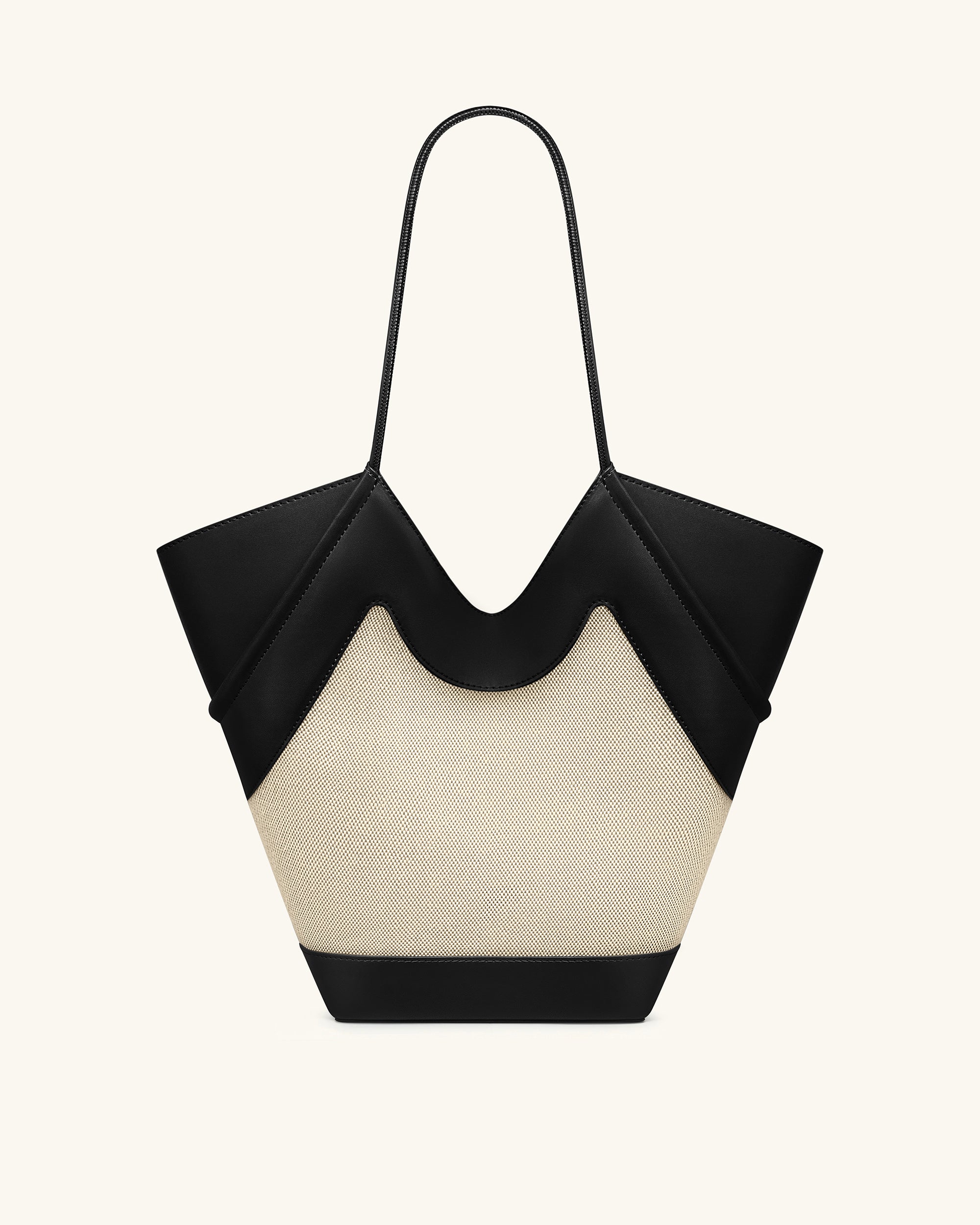 Maribel Panel Tote Bag - Black Canvas