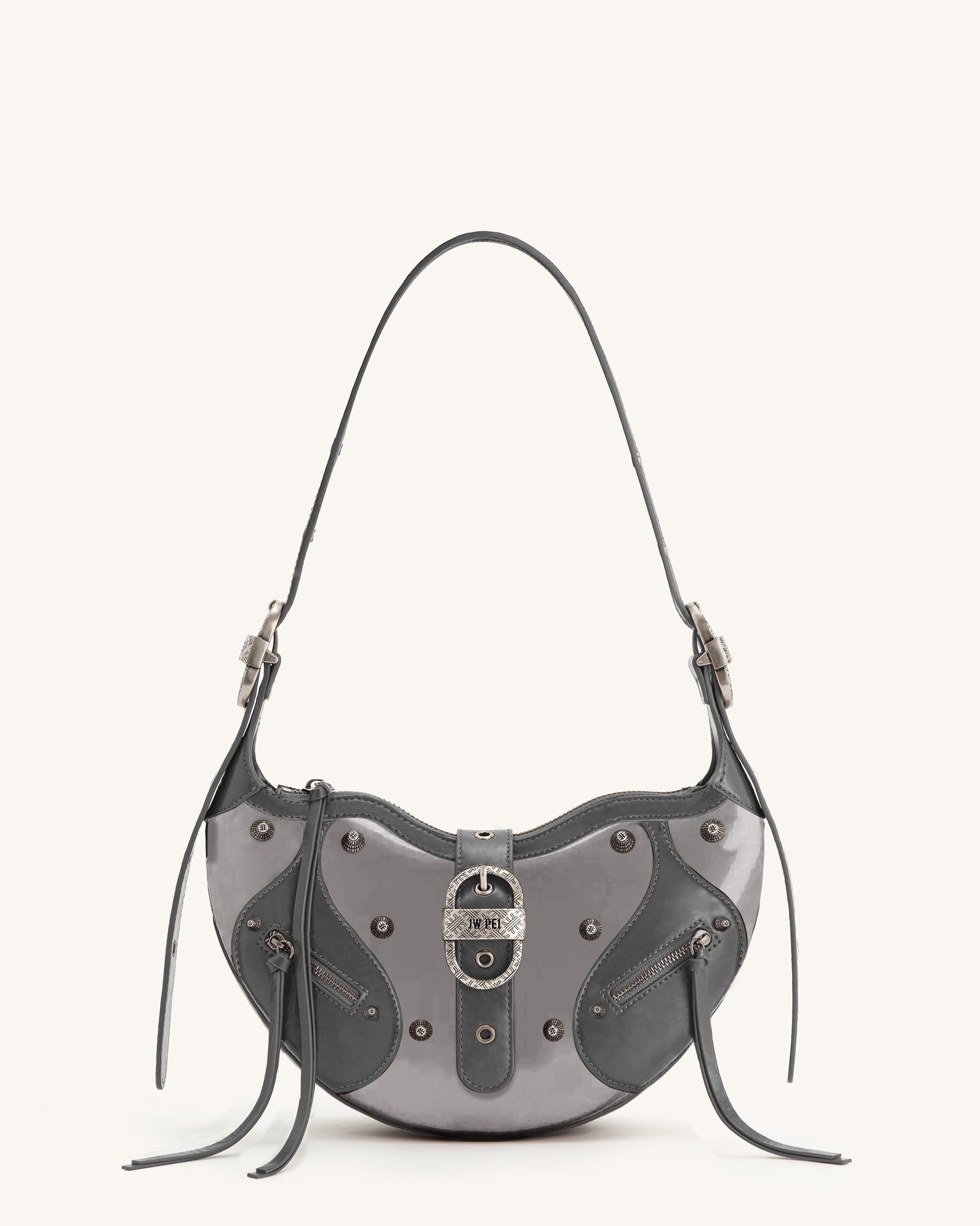Tessa Studded Shoulder Bag - Dark Gray