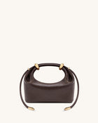 Ellie Metal Ring Embellished Top Handle Bag - Dark Brown