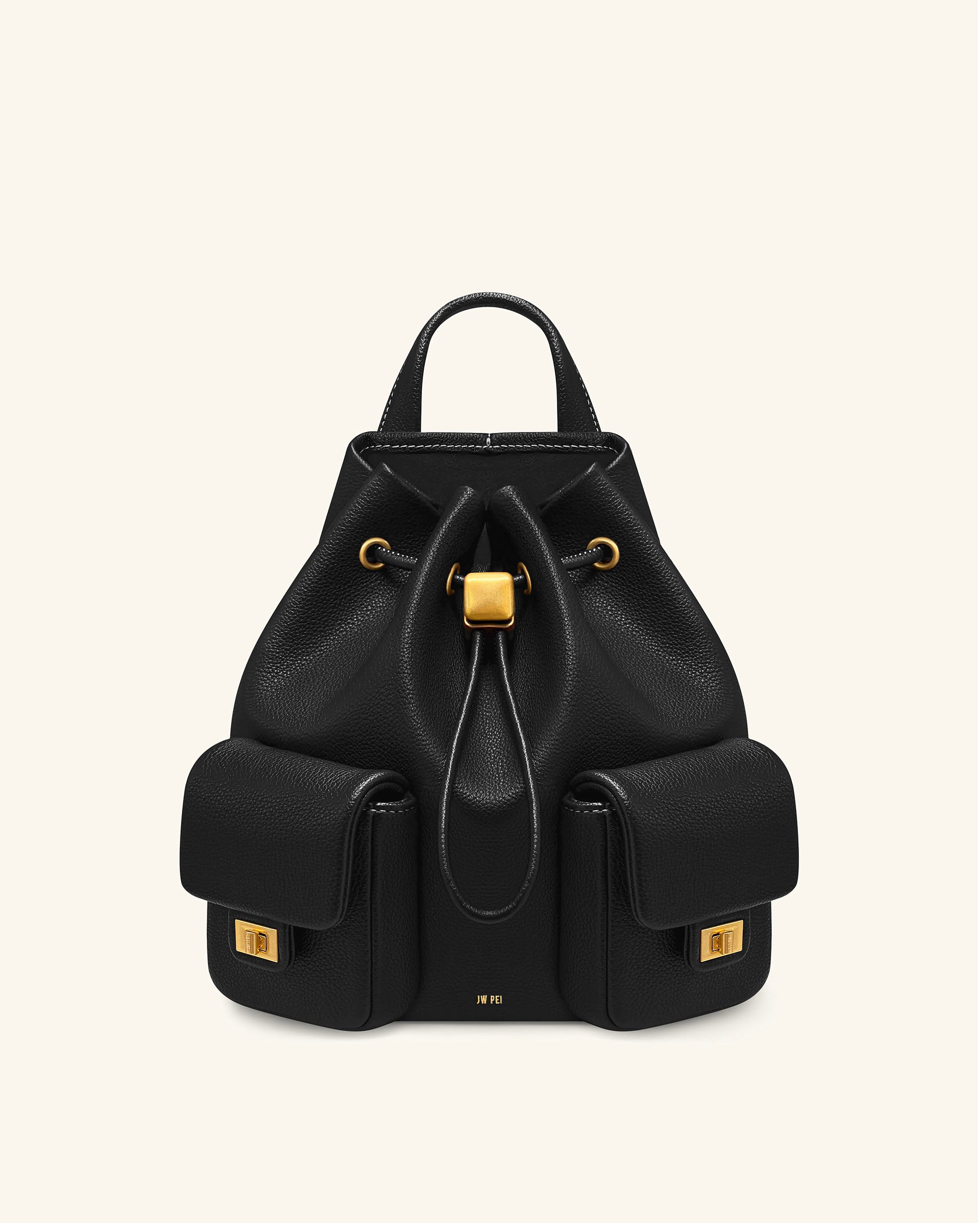 Avery Pebbled Drawstring Utility Backpack – Black