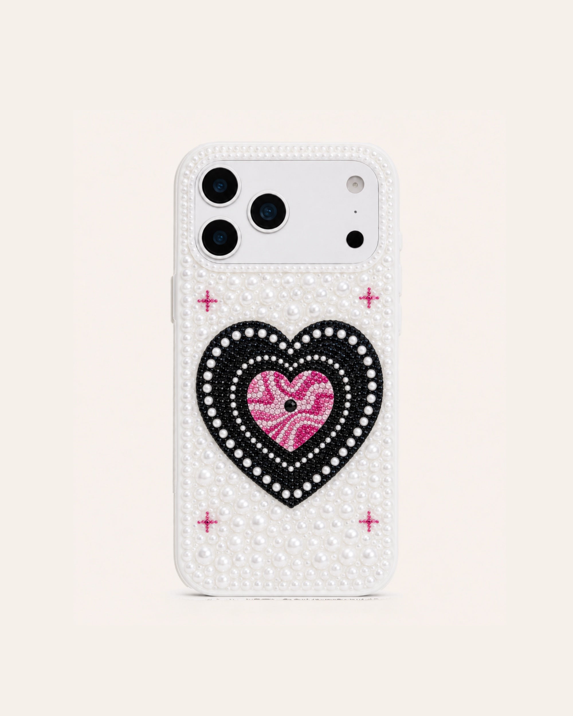 Candy Heart Faux Pearl Phone Case - White