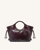 Elara Waxed Vegan Leather Drawstring Tote Bag - Burgundy