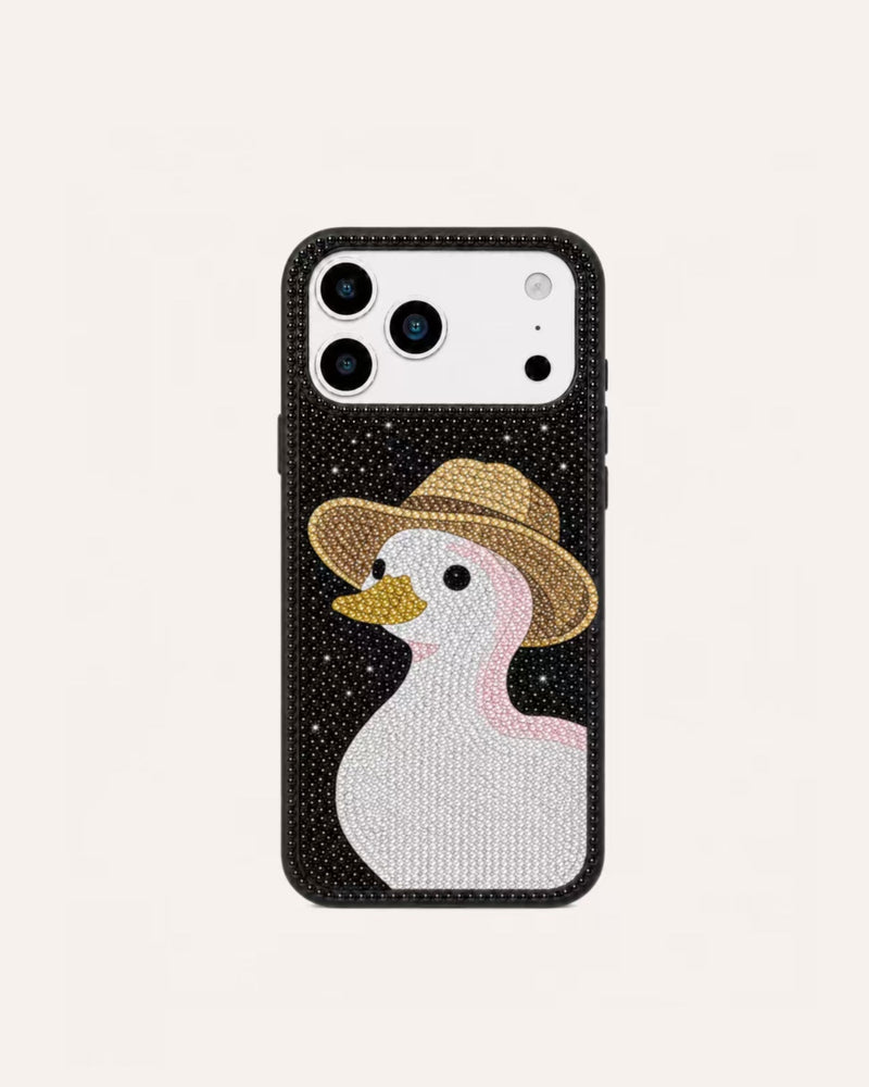 Sunny Duck Artificial Crystal Phone Case - Black