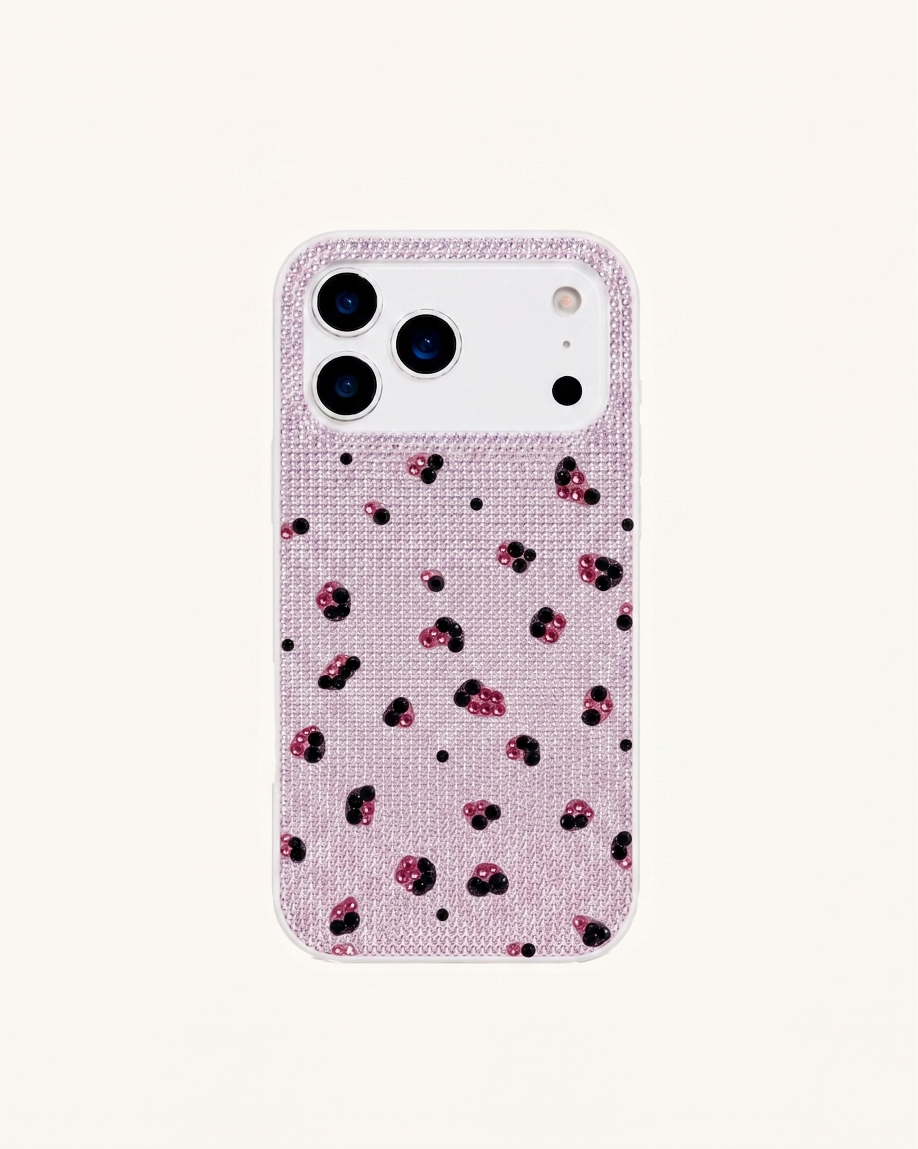 Mini Leopard Print Artificial Crystal Phone Case – Light Pink