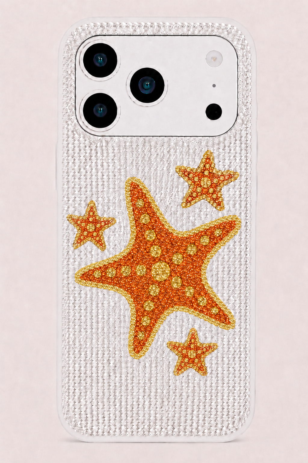 Starfish Artificial Crystal Phone Case - White