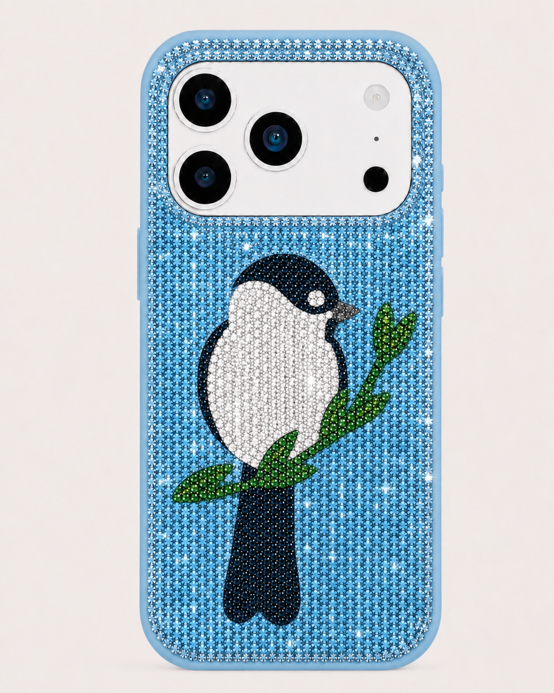 Bird Artificial Crystal Phone Case - Light Blue