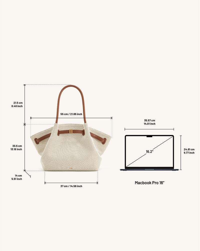 Hana Large Tote Bag - Brown Canvas