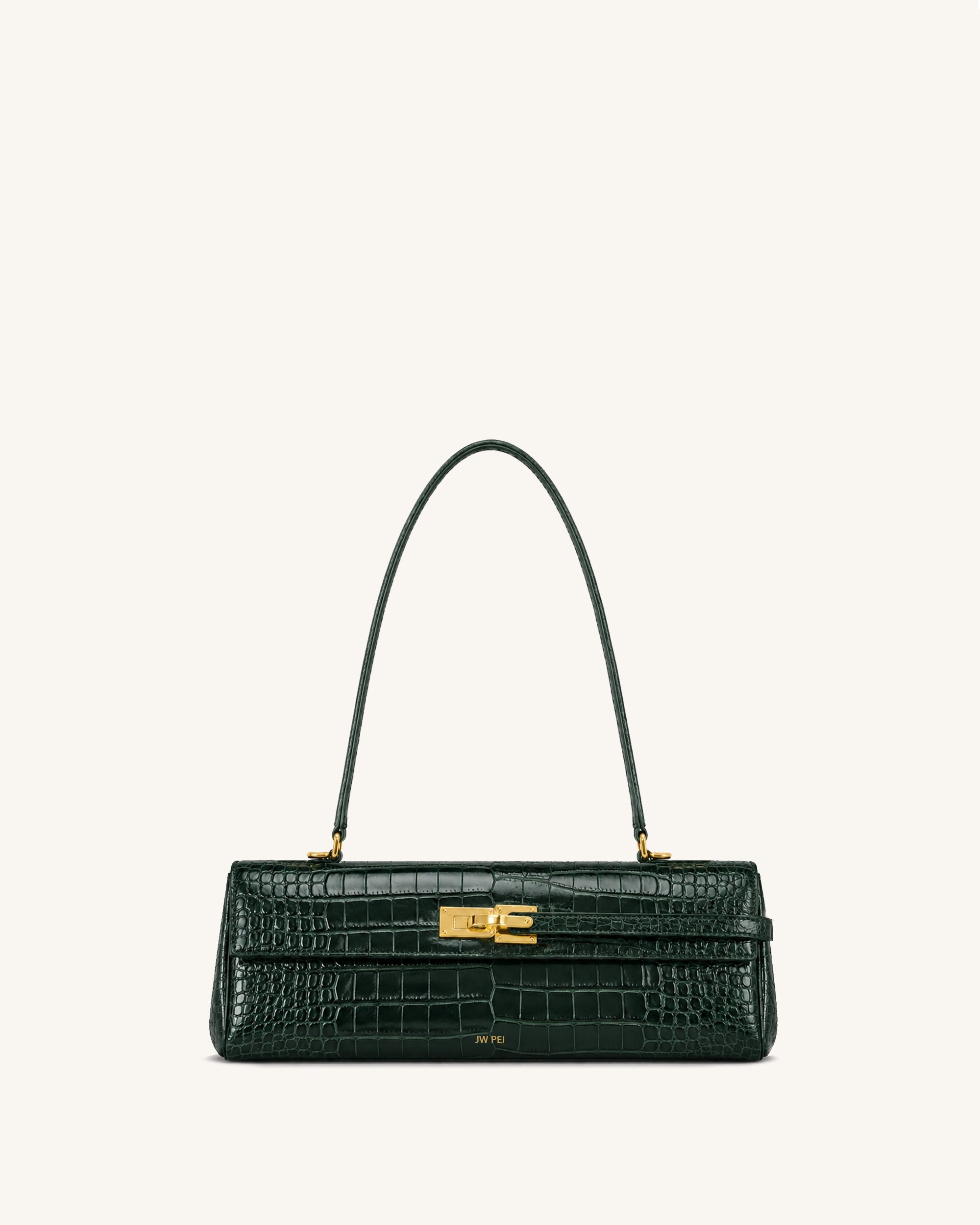 Keyla Belt Lock East-West Bag - Green Croc