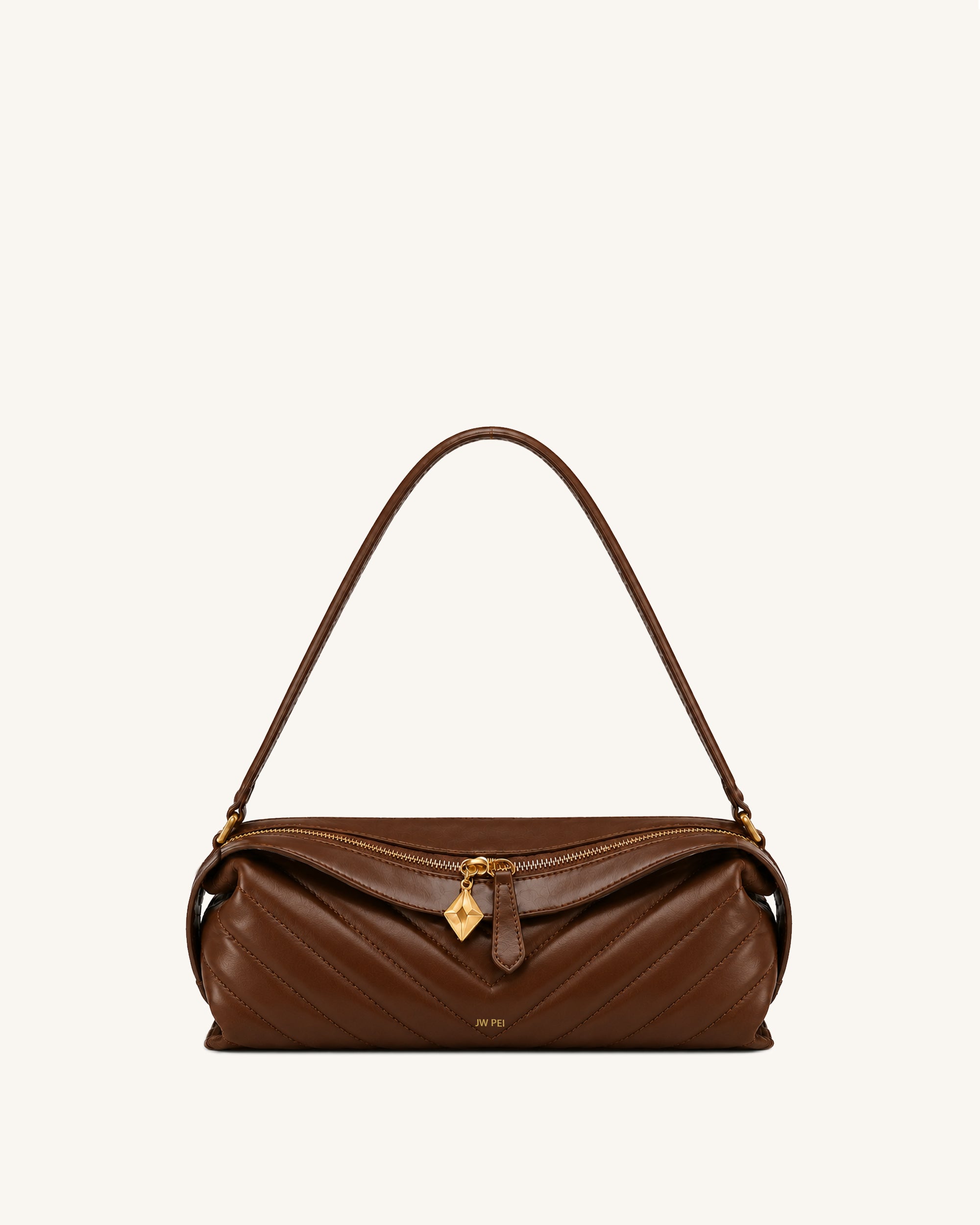 Natalie Quilted Shoulder Bag - Brown