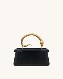 Elena Snake Handle Top Handle Bag - Black