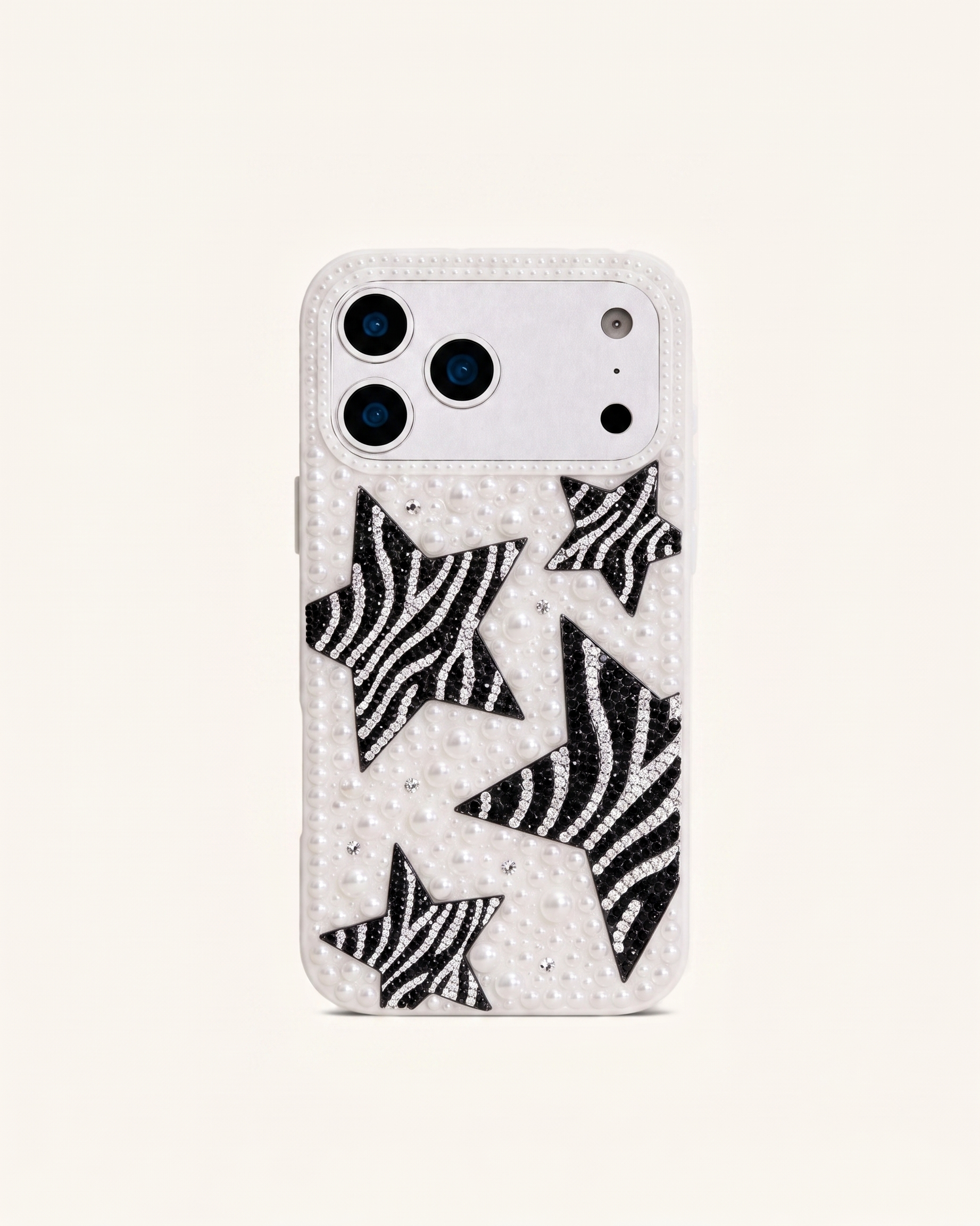Zebra Star Pearl Phone Case - White