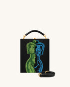 Elle Colorful Beaded Book Top Handle Bag - Black