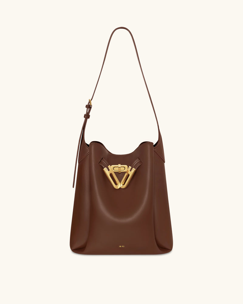 Charlene Double Buckle Hobo Bag - Brown