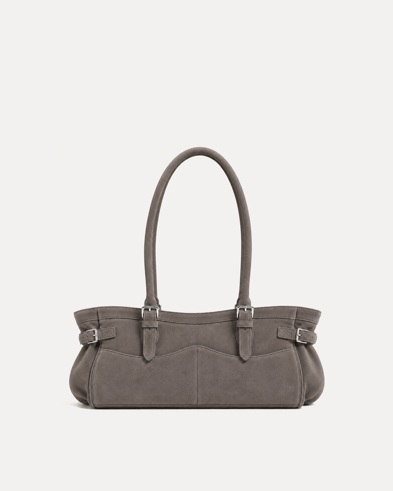 Eden Faux Suede Tote Bag - Grey