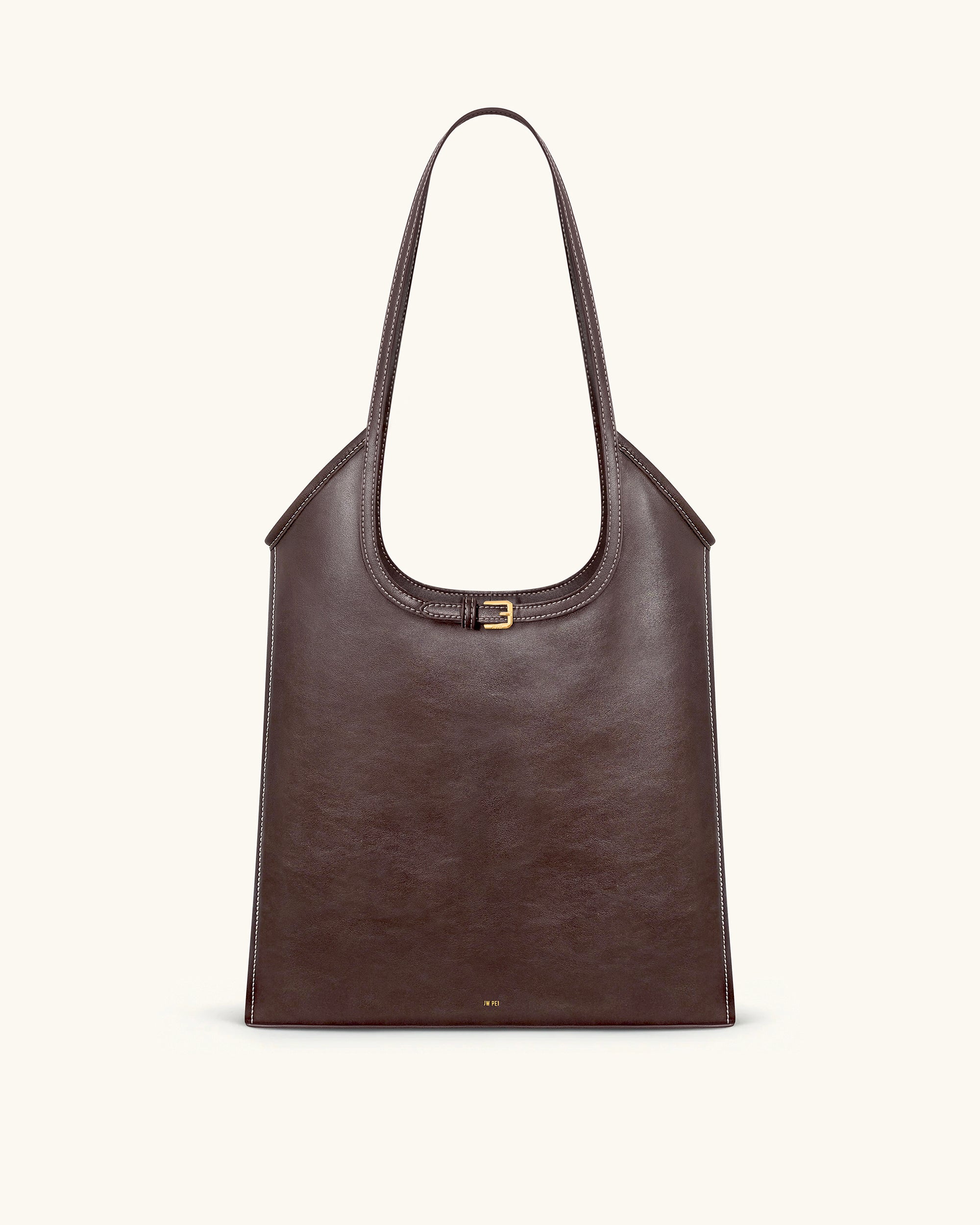 Brooke Belted Embellished Shoulder Tote Bag - Dark Brown