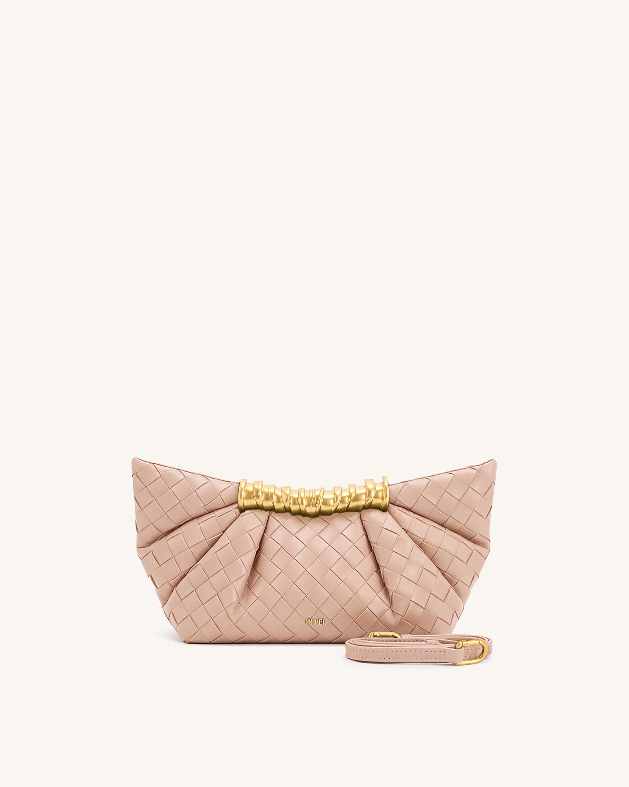Leia Weave Texture Pleated Clutch - Pink