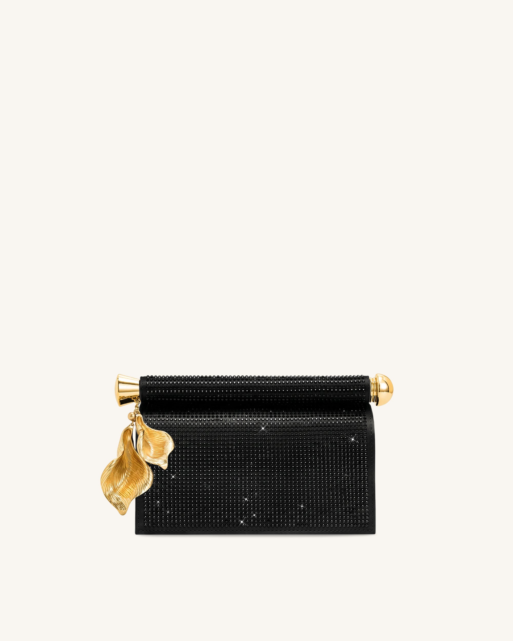 Holly Artificial Crystal Metal Pendant Embellished Clutch - Black