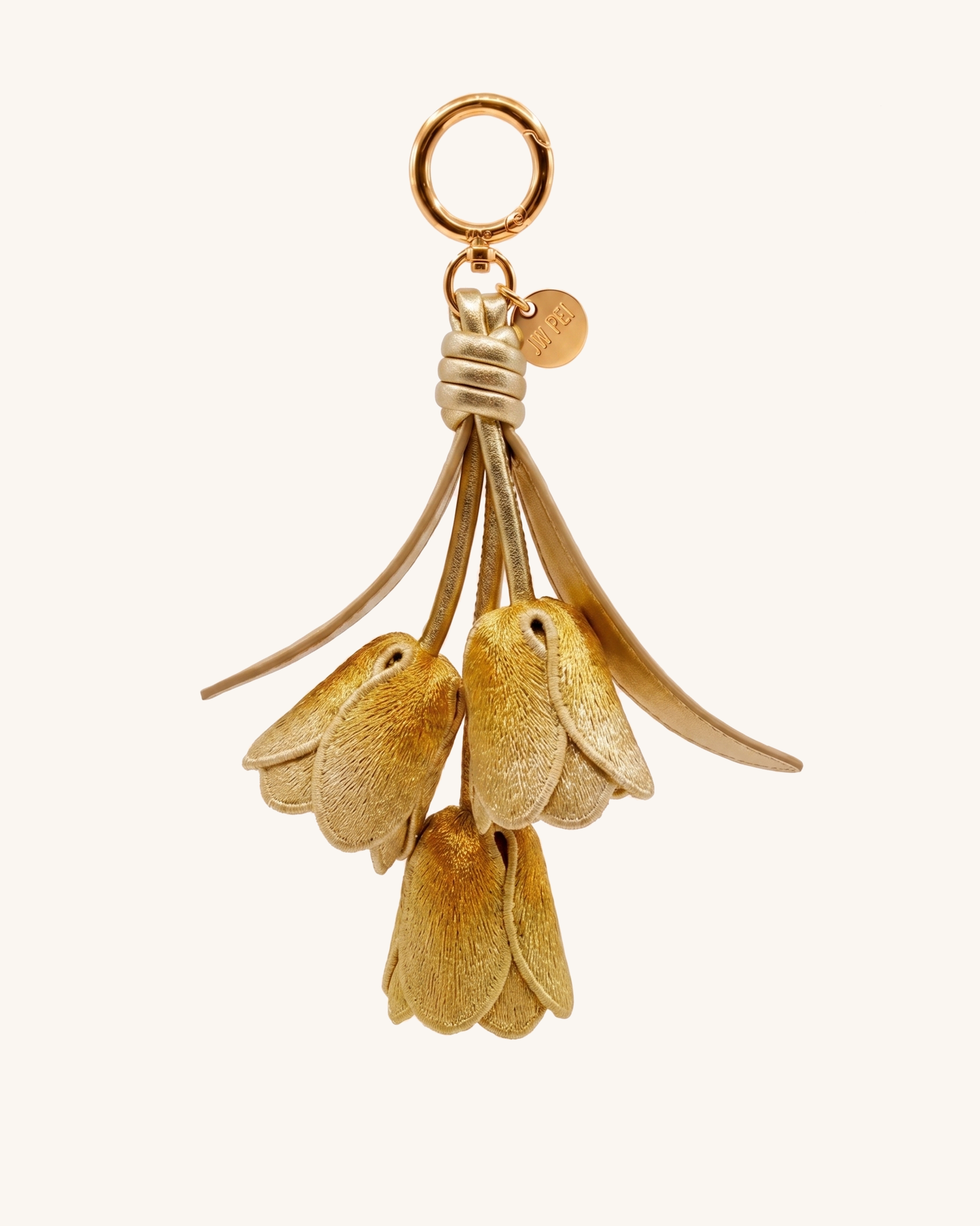 3D Embroidered Tulip Bag Charm - Gold