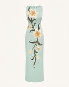 Lily Floral Print Sleeveless Column Maxi Dress - Mint Green