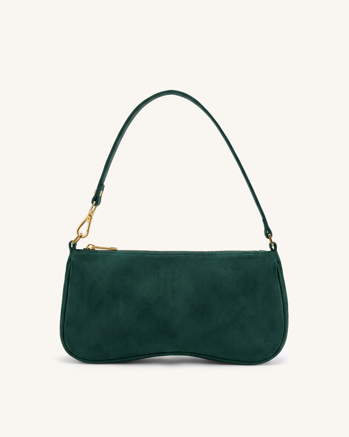 Eva Faux Suede Shoulder Handbag - Dark Green