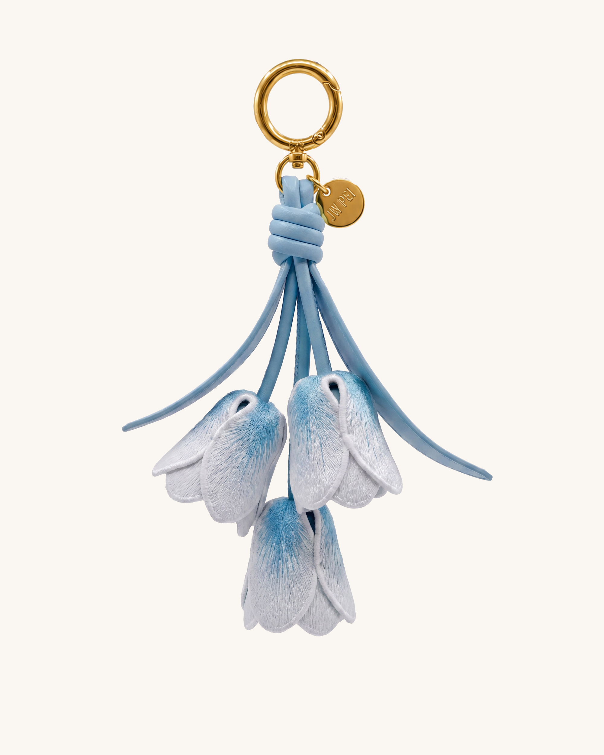 3D Embroidered Tulip Bag Charm - Light Gradient Blue