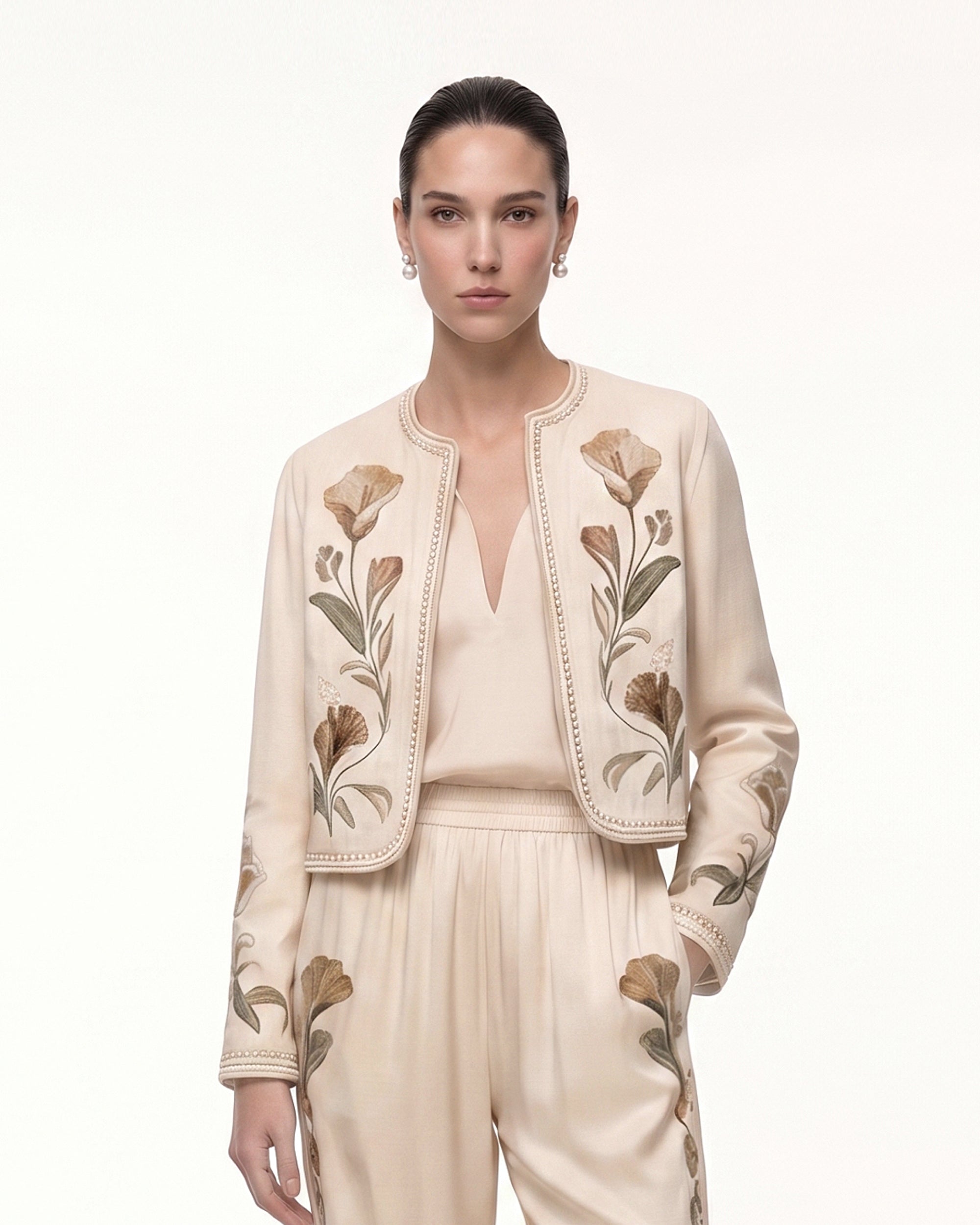 Calla Lily Printed Jacket - Ivory