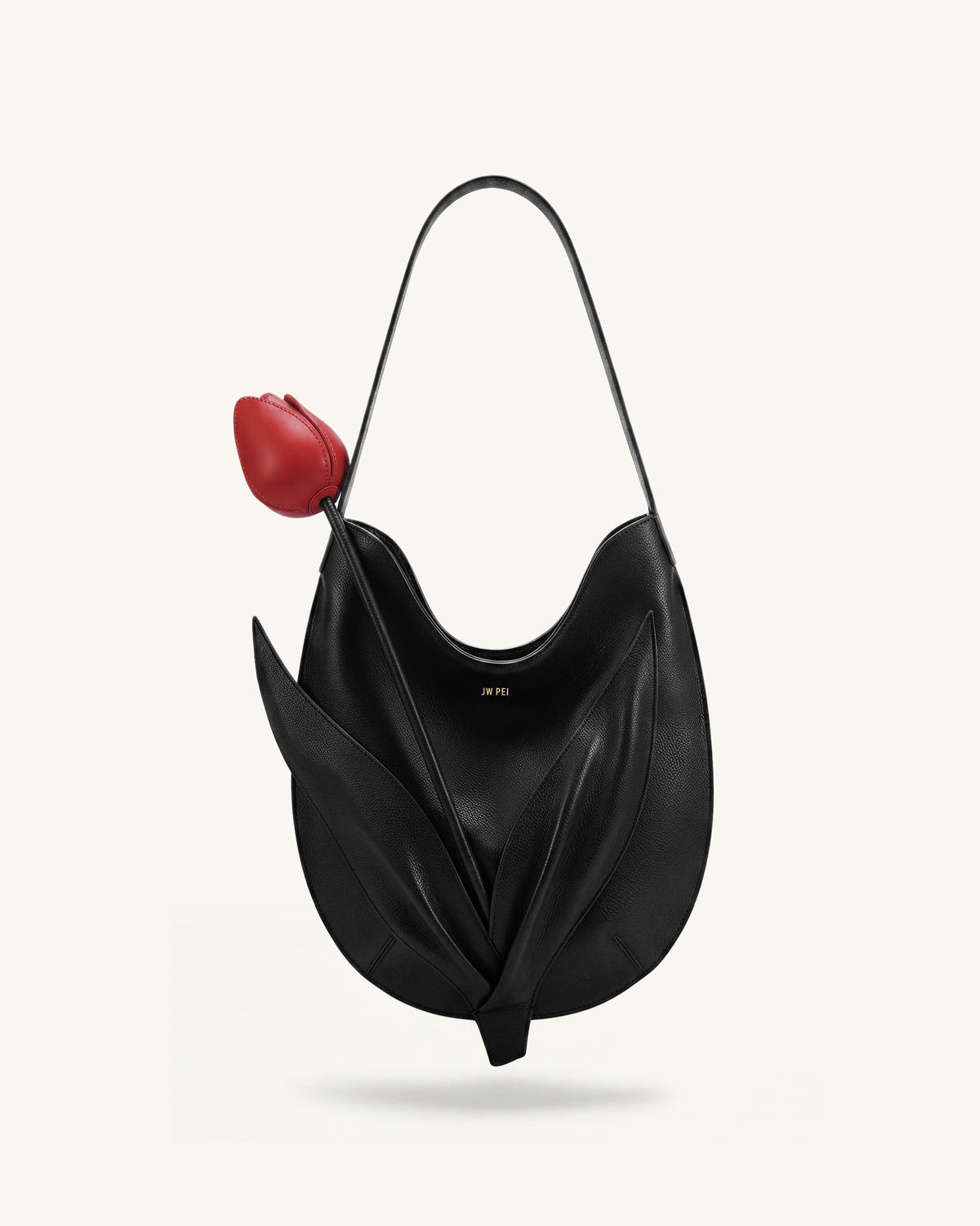 Tulip Shape Shoulder Bag - Black