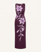 Lily Floral Print Sleeveless Column Maxi Dress - Dark Purple