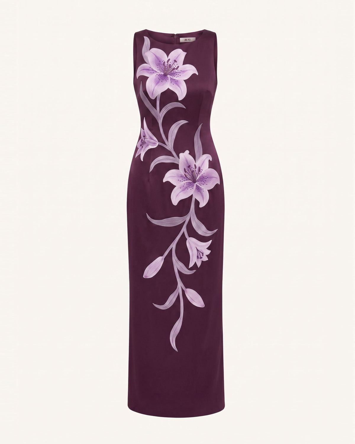 Lily Floral Print Sleeveless Column Maxi Dress - Dark Purple