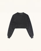 Sparkling Pink Crystal Bow Cropped Sweatshirt - Black