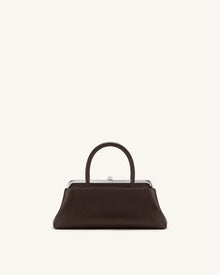 Anouk Frame Top Handle Bag - Dark Brown